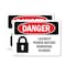 Signmission Lockout Power Before Removing Guards Danger Sign, Plastic, 10in W x 7in L, 2PK OS-2PACK-DS-P-710-L-1434 - alternate 1